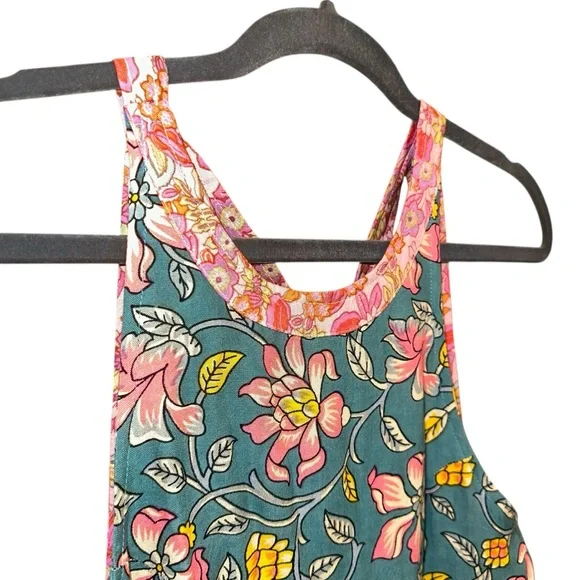 NATURAL LIFE Teal Maxi Dress with Pink & Yellow Floral Print - Picture 5 of 9